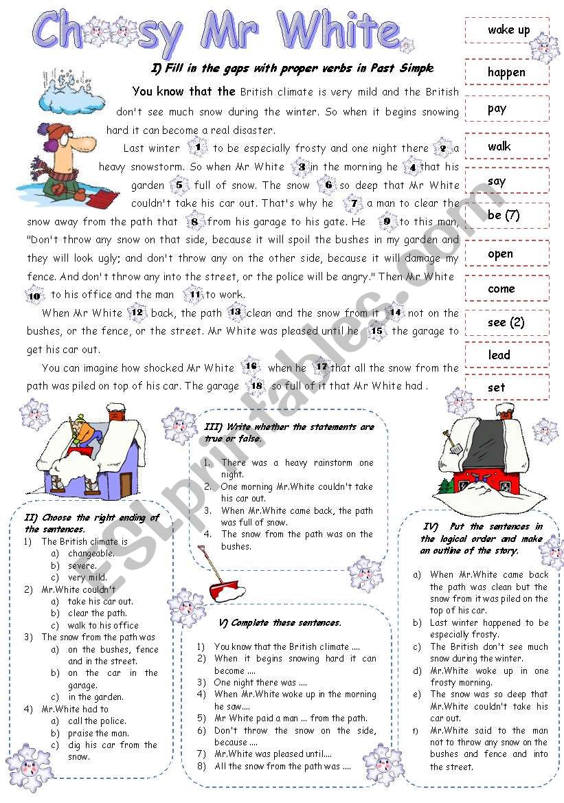 Amusing text for reading with some exercises. (Grammar: Past Simple) With keys