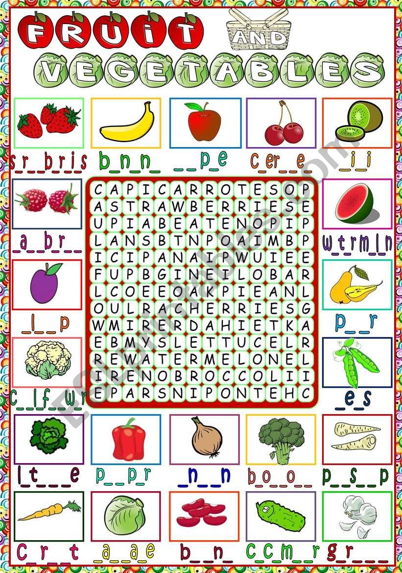 Fruit And Vegetables Wordsearch Worksheet Free Esl Printable Fruit Fruit And Vegetables Wordsearch Worksheet Free Esl Printable Fruit