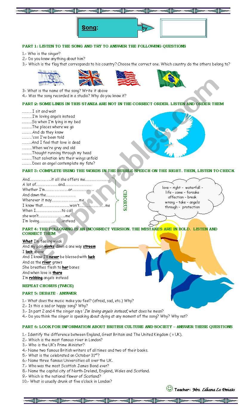 Angels worksheet