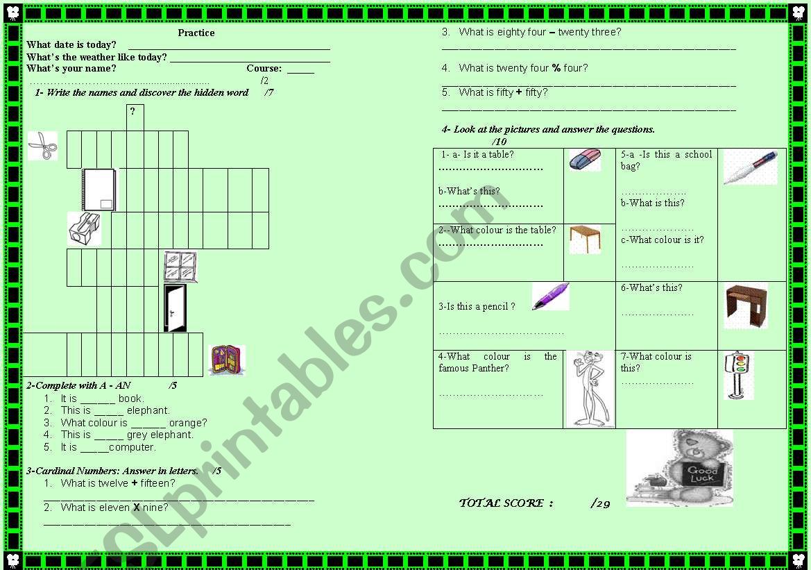 Practice and practice worksheet