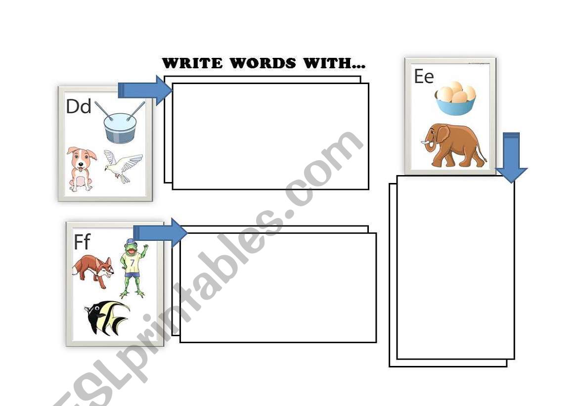 WRITE WORDS with D-E-F worksheet