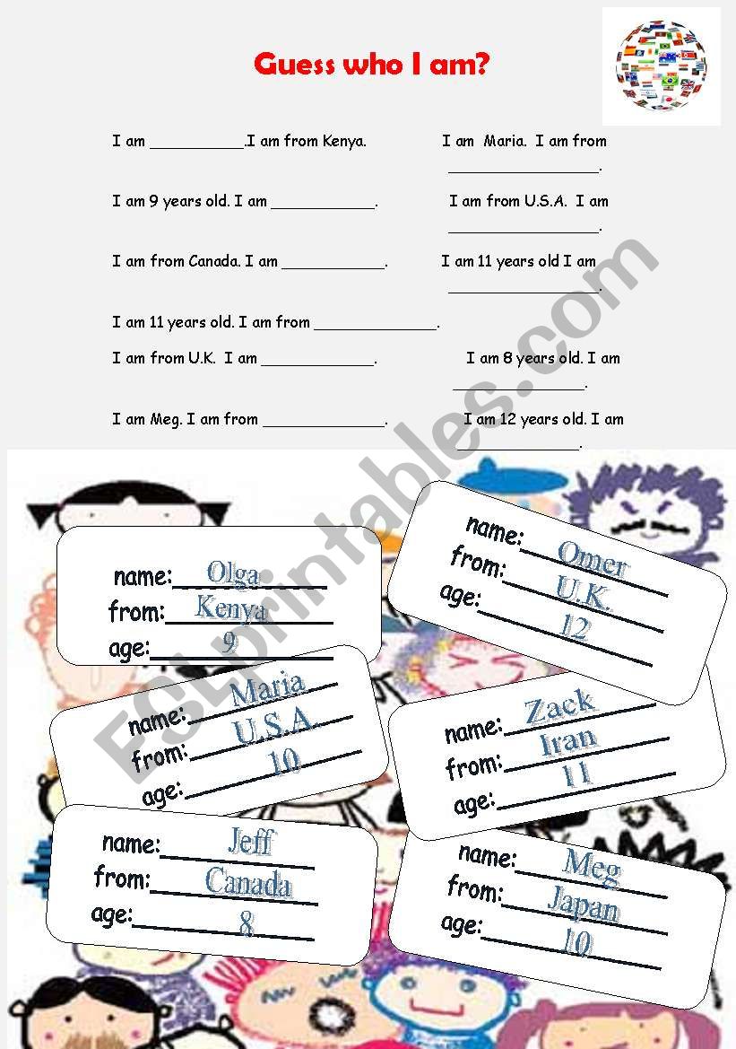 guess who I am? worksheet