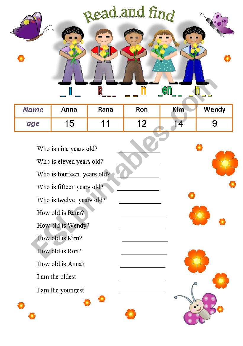 read and find worksheet