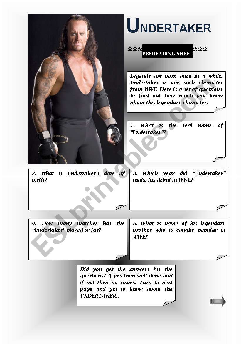 Legend:The UNDERTAKER worksheet