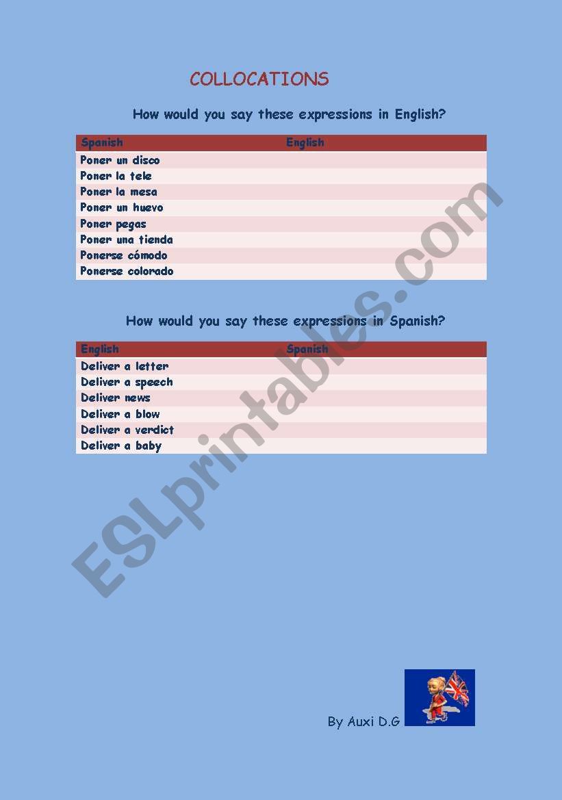 collocations worksheet