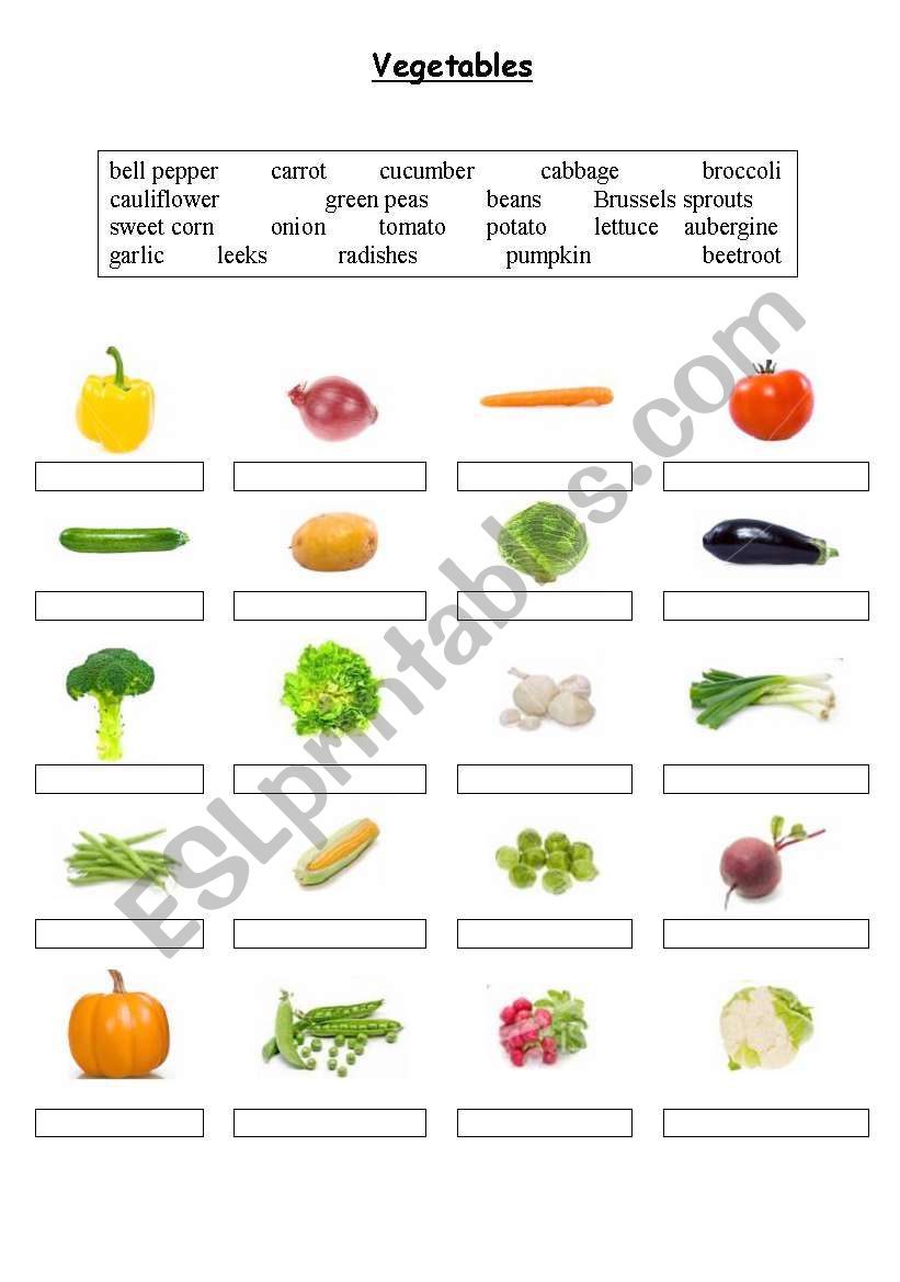Vegetables - Matching  worksheet