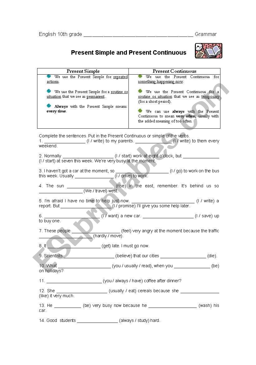 Verb tenses - mix worksheet