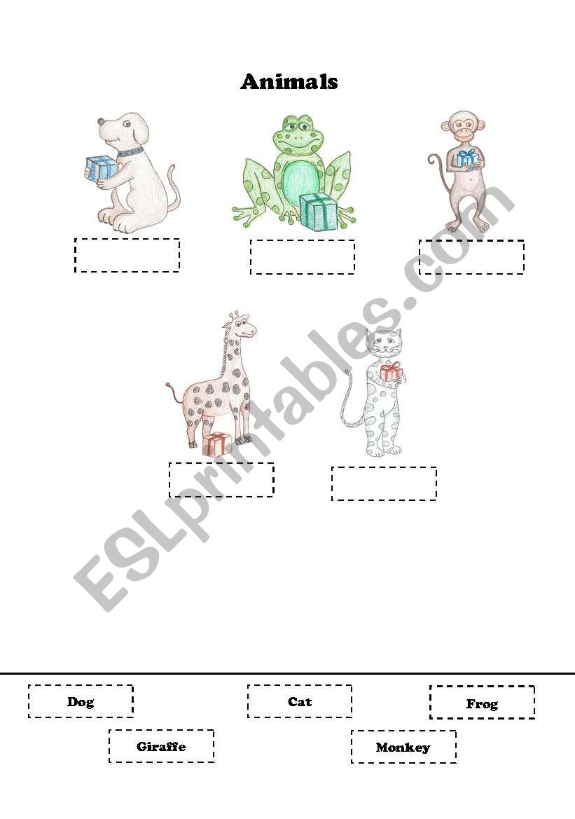 Animals - cut and glue worksheet