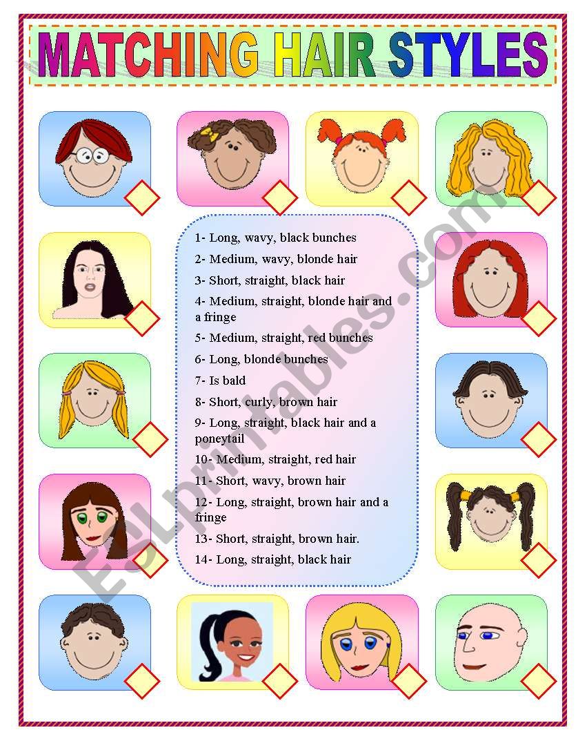 MATCHING HAIR STYLES worksheet