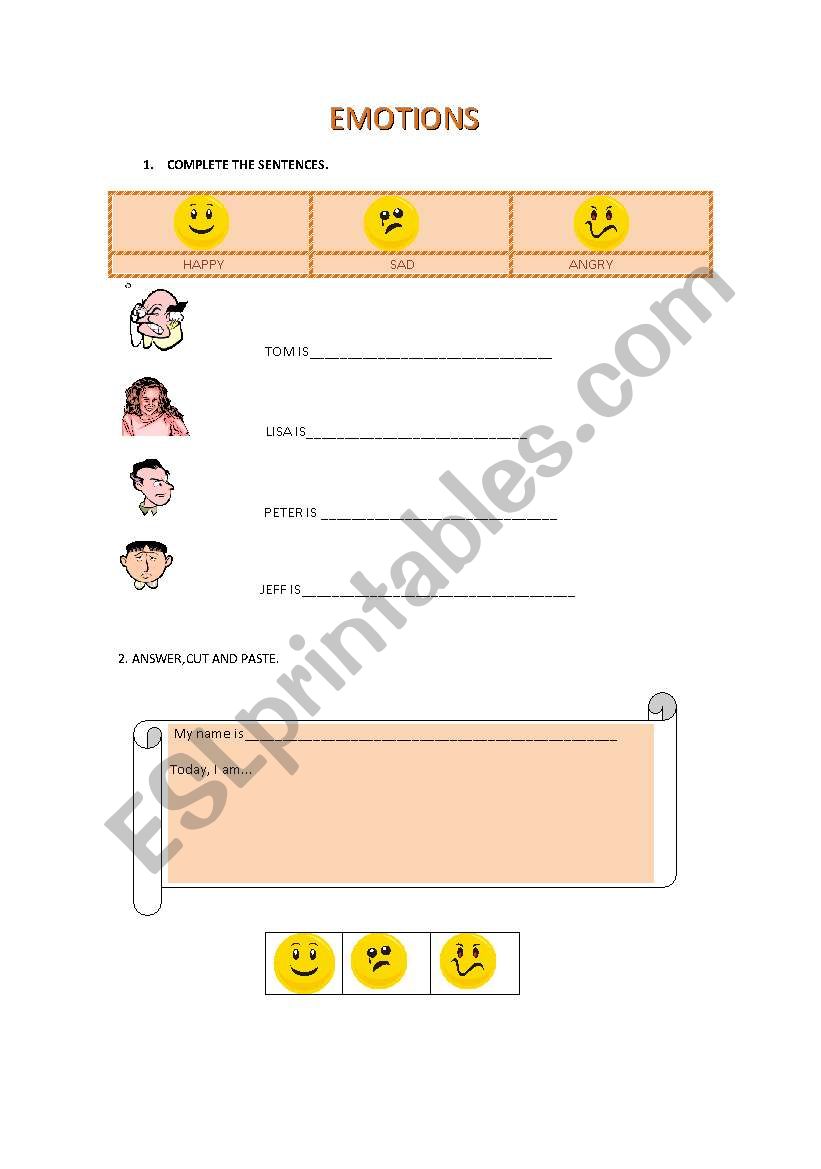 EMOTIONS worksheet