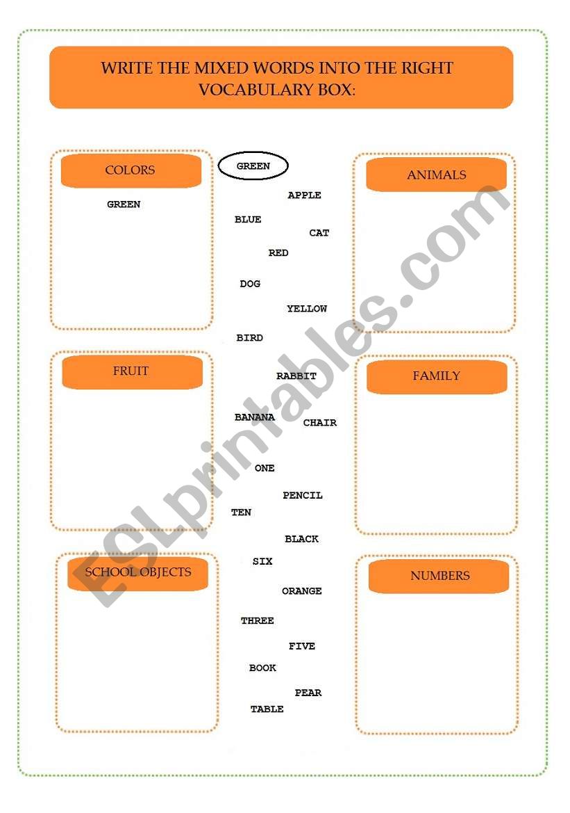 MIXED VOCABULARY worksheet