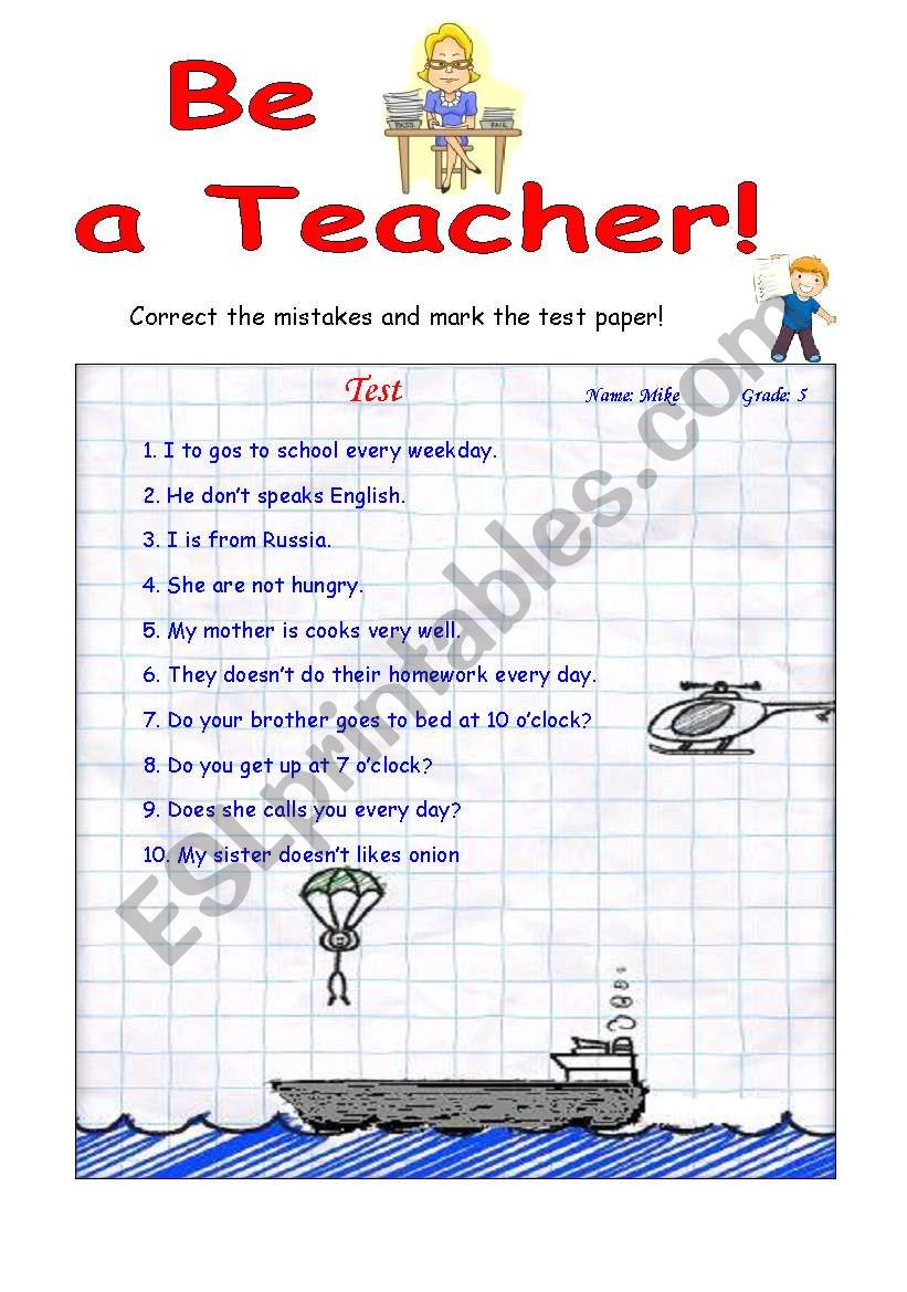Be a teacher!  worksheet