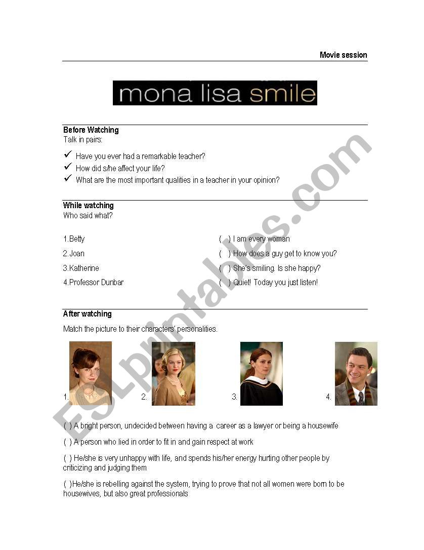 Monalise Smile Movie activity 