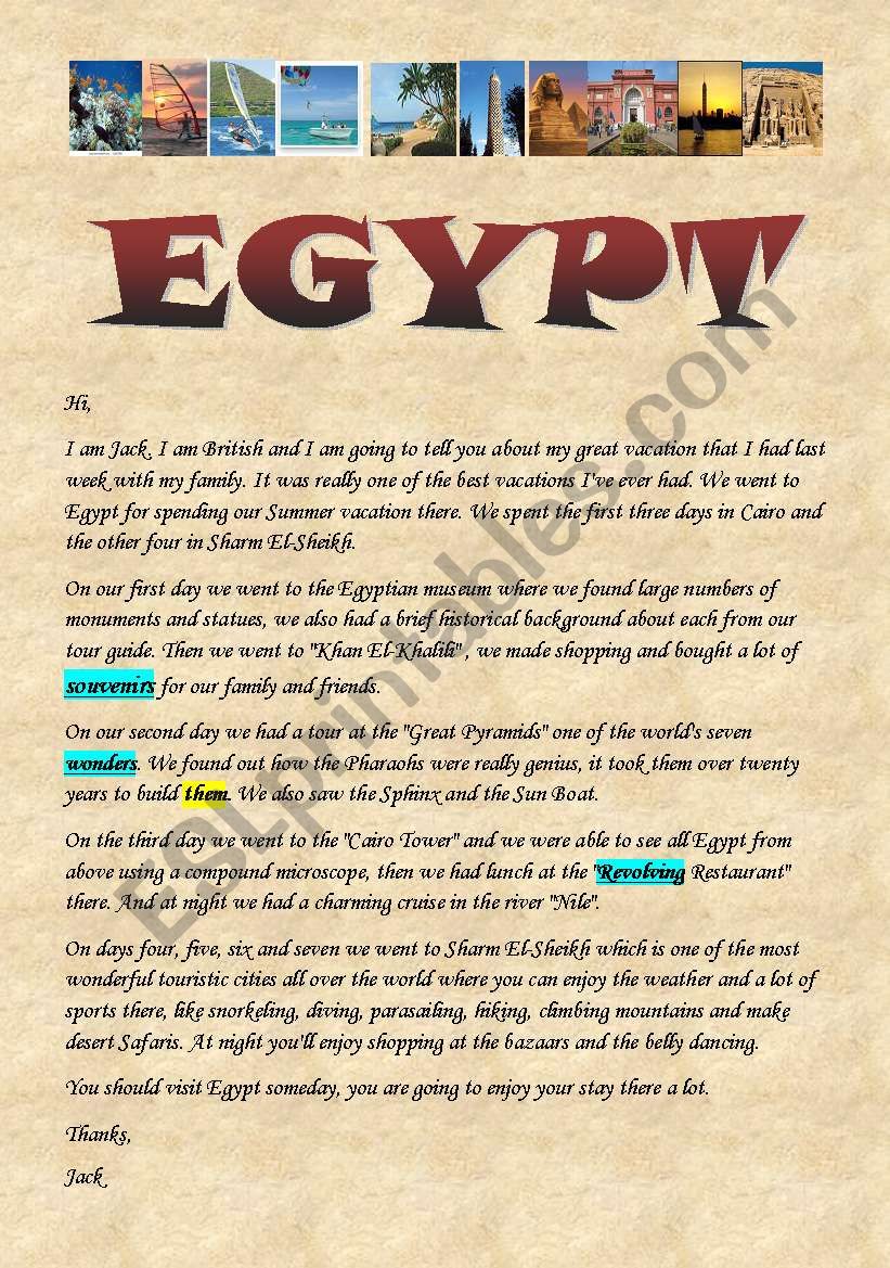 Egypt worksheet