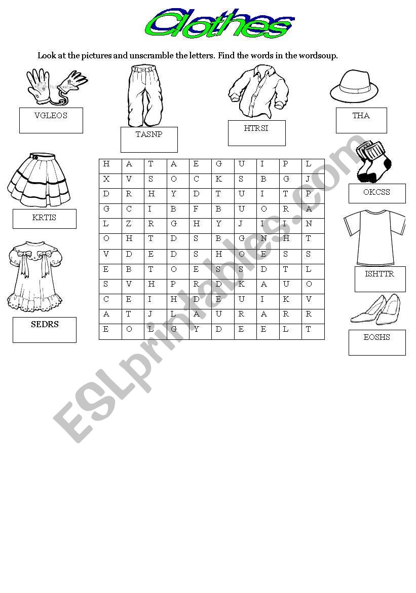 Clothes worksheet