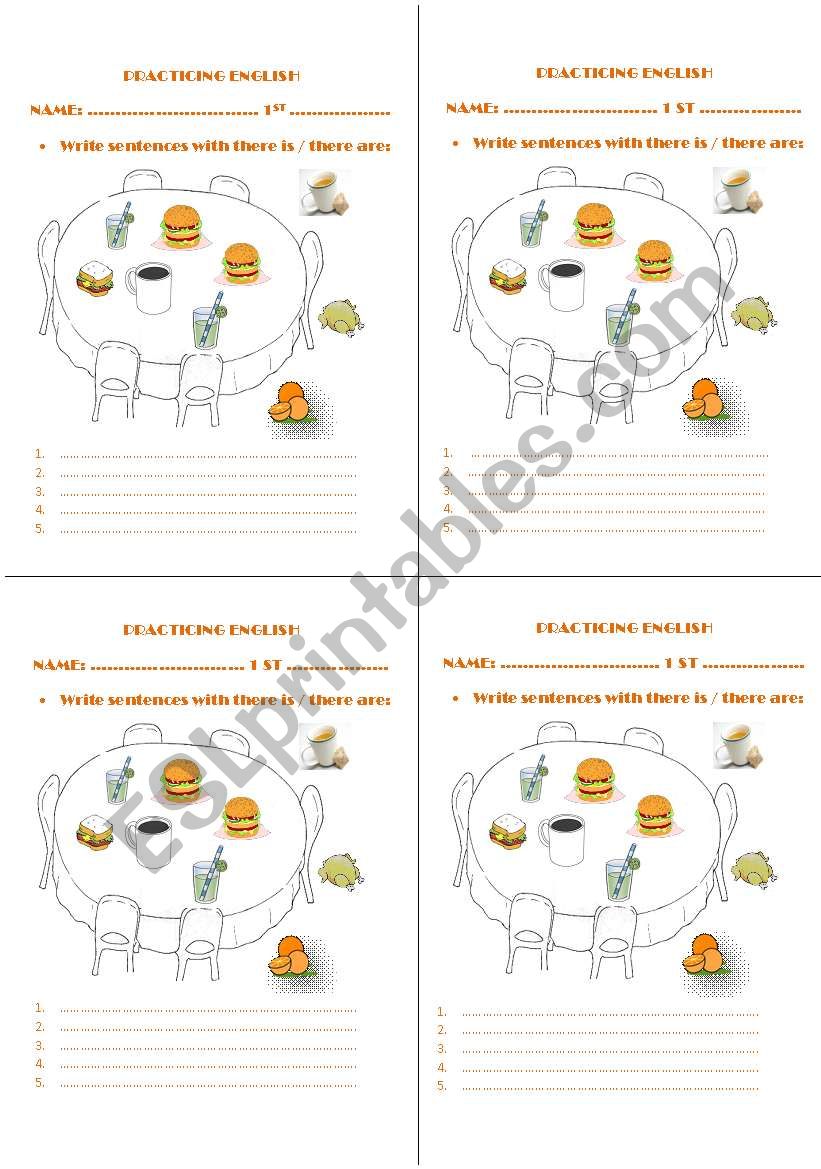 food and drinks worksheet