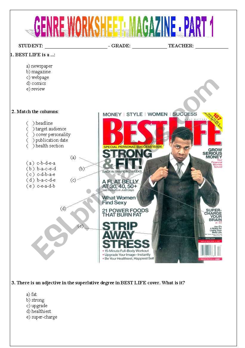 MAGAZINE WORKSHEET worksheet