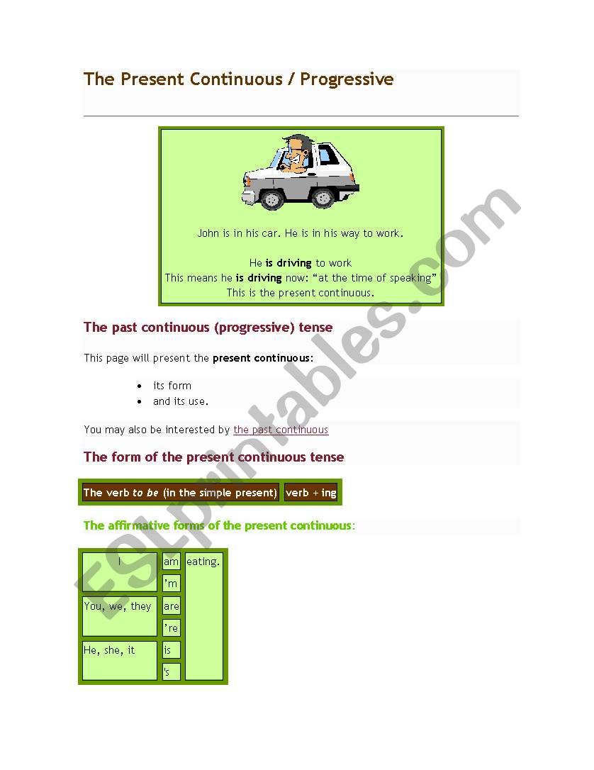 Present Progressive worksheet