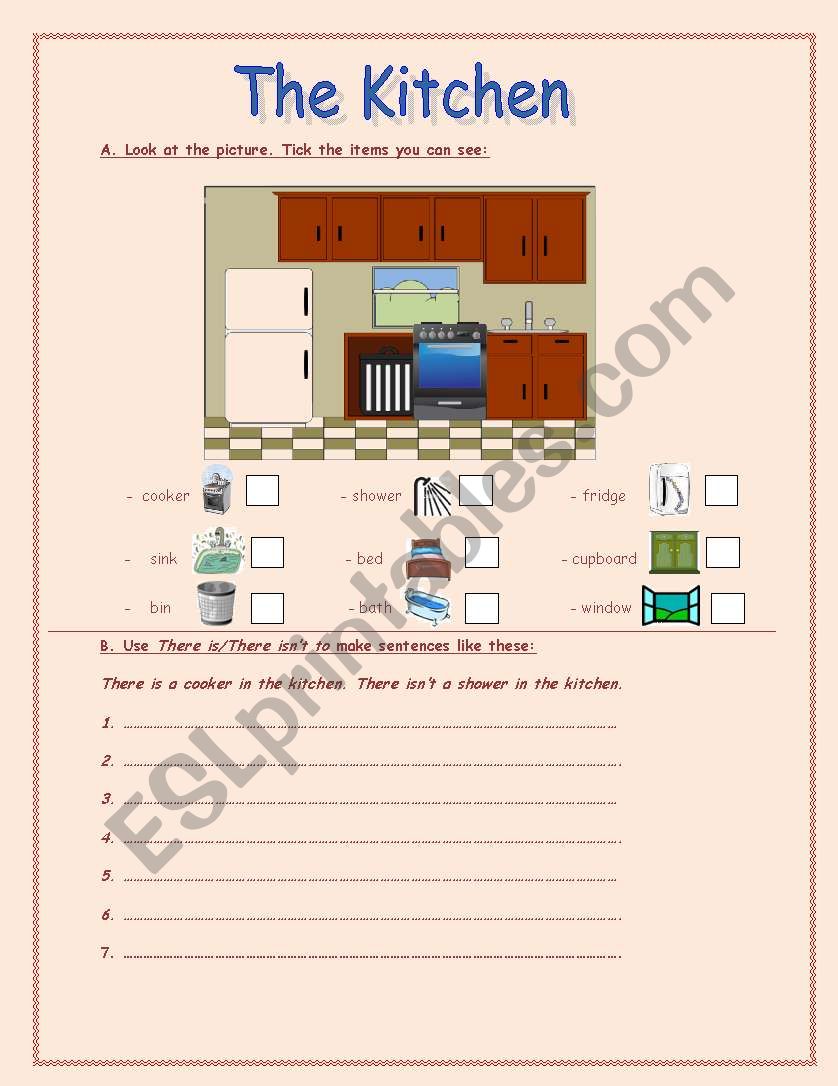 the kitchen worksheet