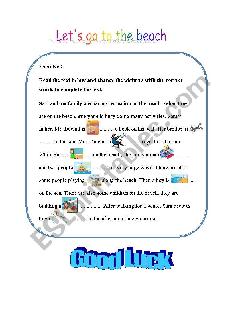 Going to Beach worksheet