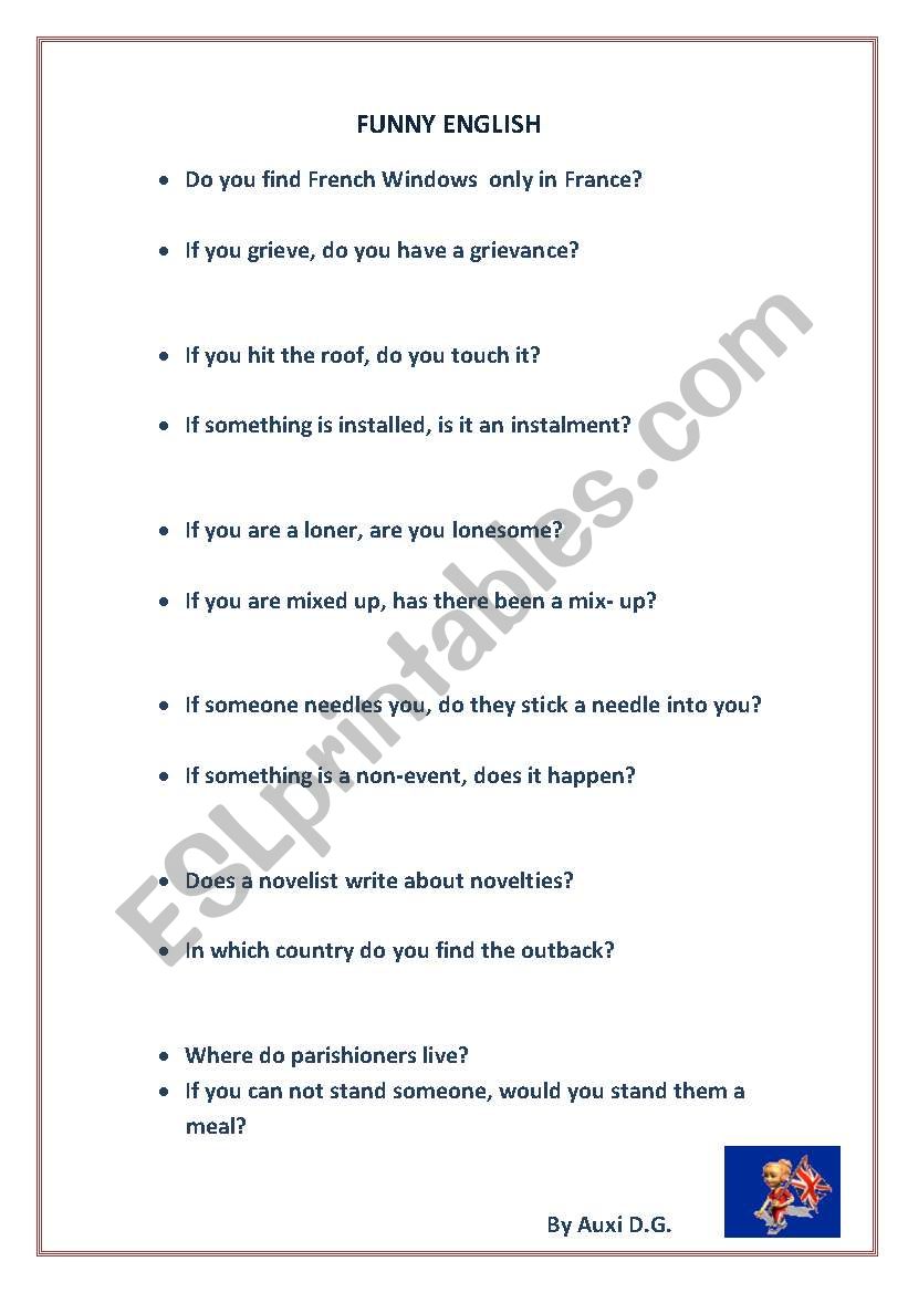 Funny English worksheet