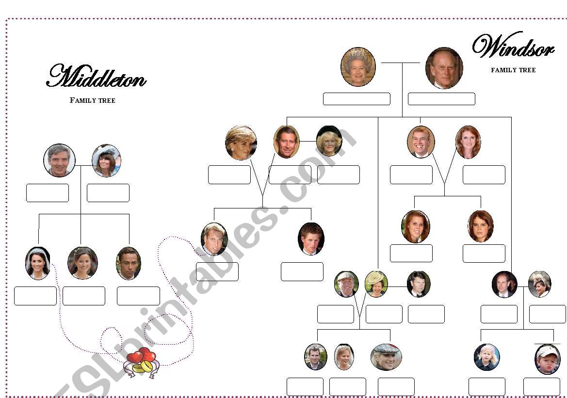 The Royal Family tree worksheet