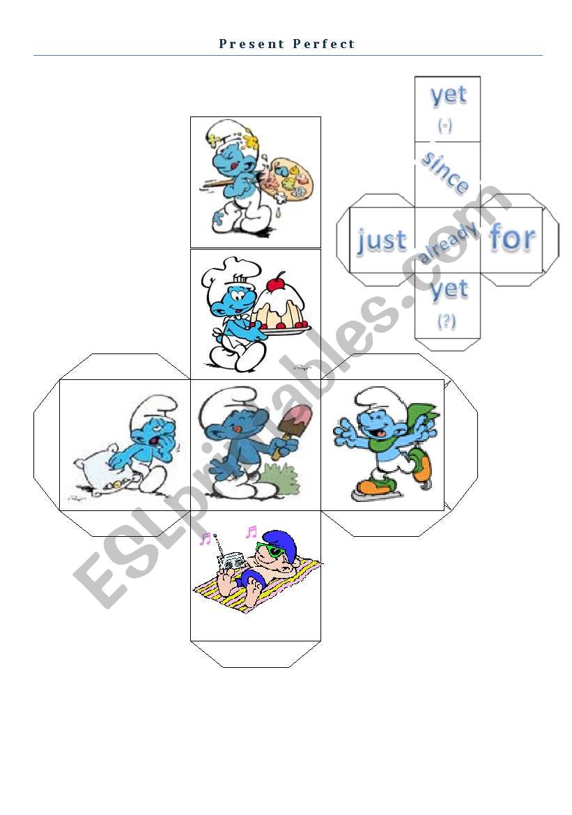 Present Perfect with the Smurfs - roll and build a sentence