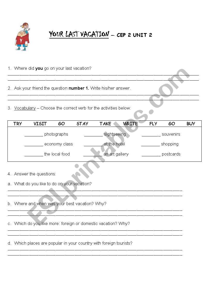 Your last vacation! worksheet