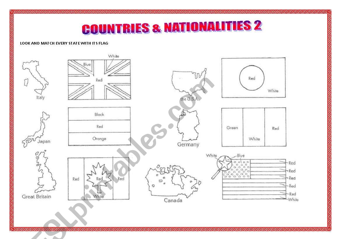 COUNTRIES & NATIONALITIES 2 worksheet
