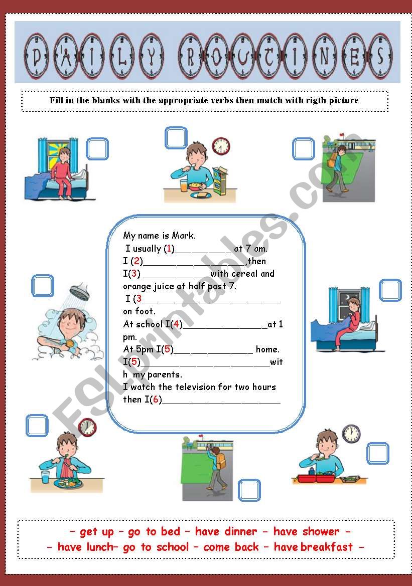 MY DAY worksheet