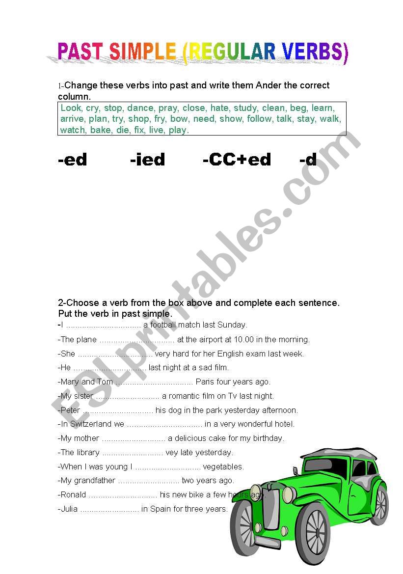 past simple(regular verbs) worksheet
