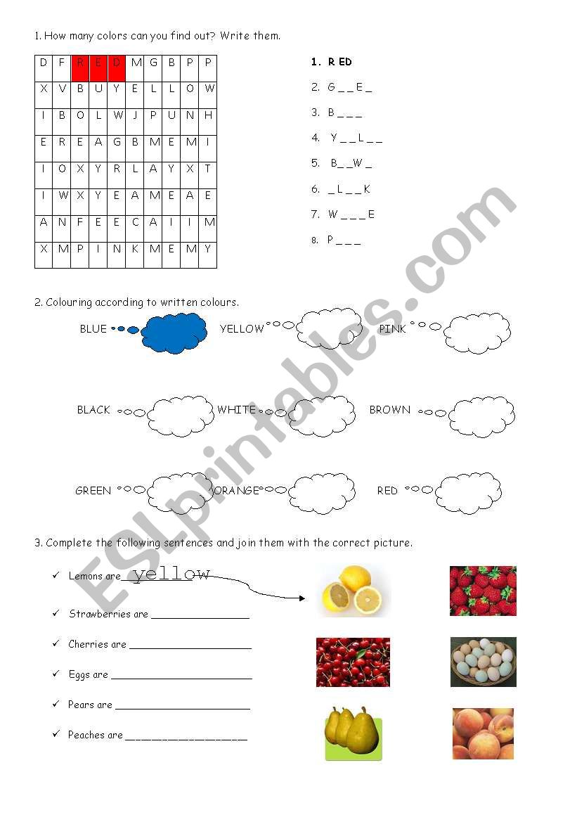 Colours worksheet