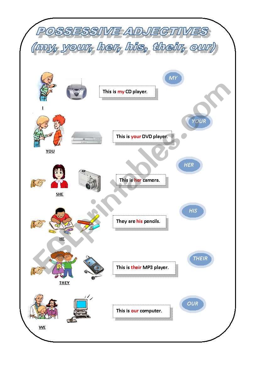 POSSESSIVE ADJECTIVES worksheet