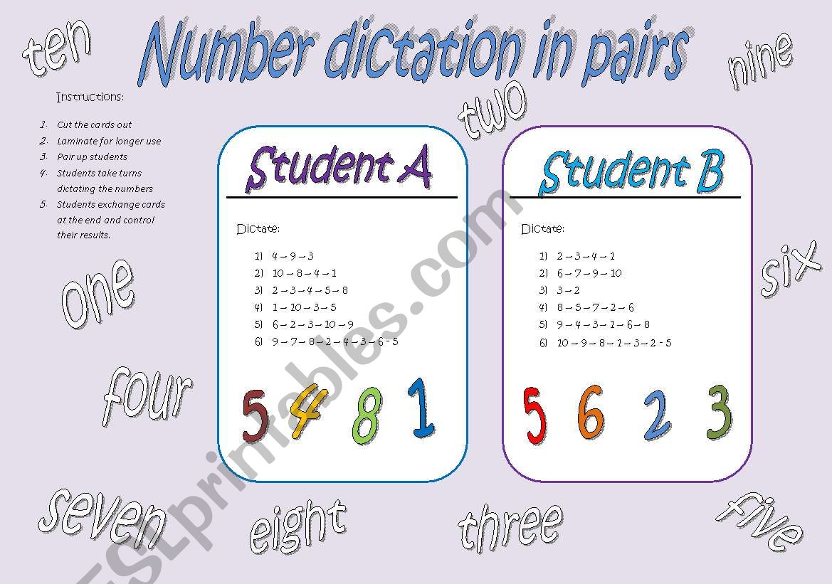 english-worksheets-number-dictation-in-pairs