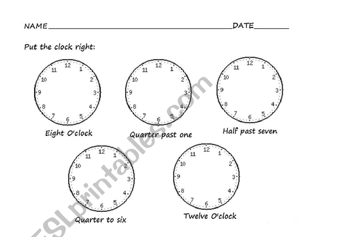 TIME worksheet