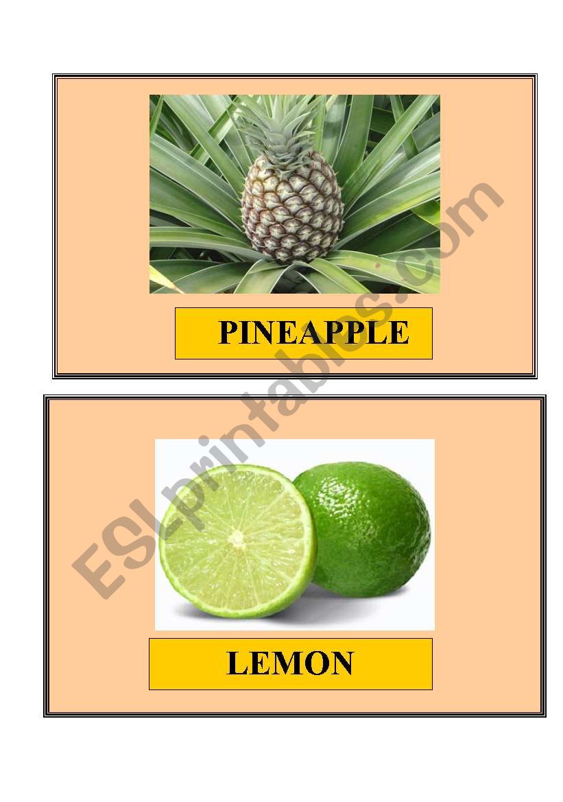 FRUIT FLASH-CARD SET 4 worksheet