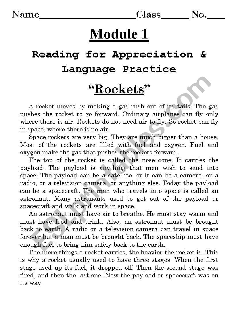 Reading for Language Practice - Rockets