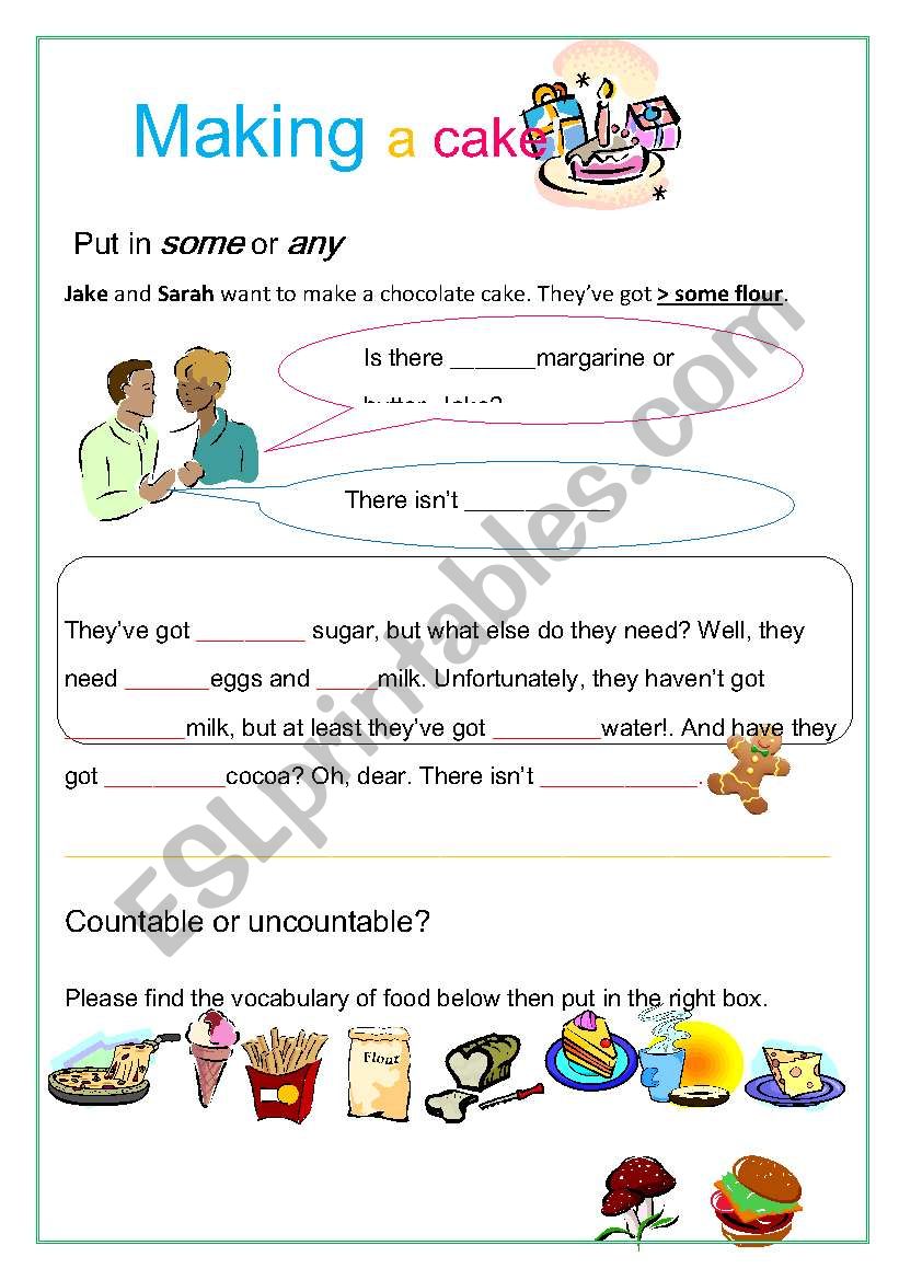 Countables and Uncountables worksheet