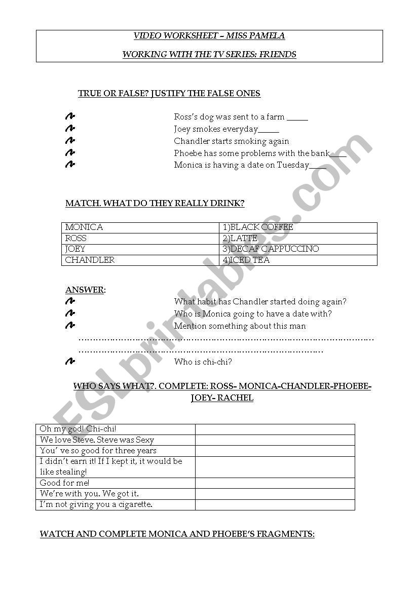 FRIENDS worksheet