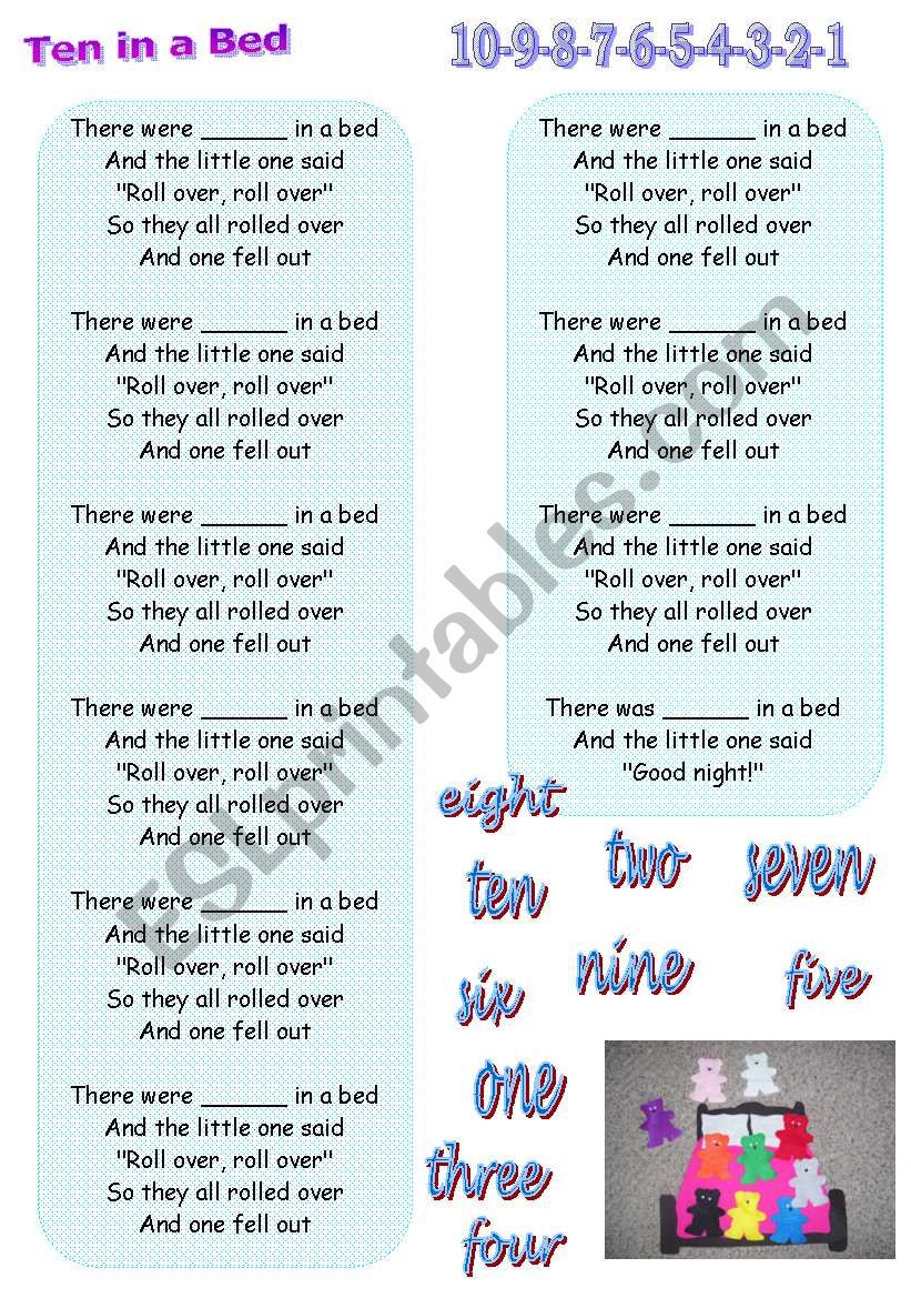 ten in a bed - song worksheet