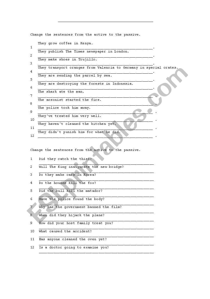 passive voice worksheet