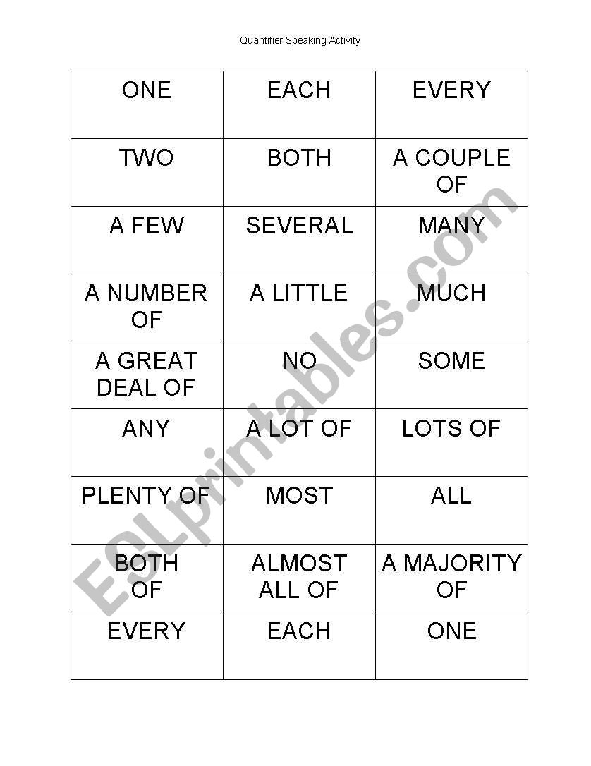 Quirky Quantifiers worksheet
