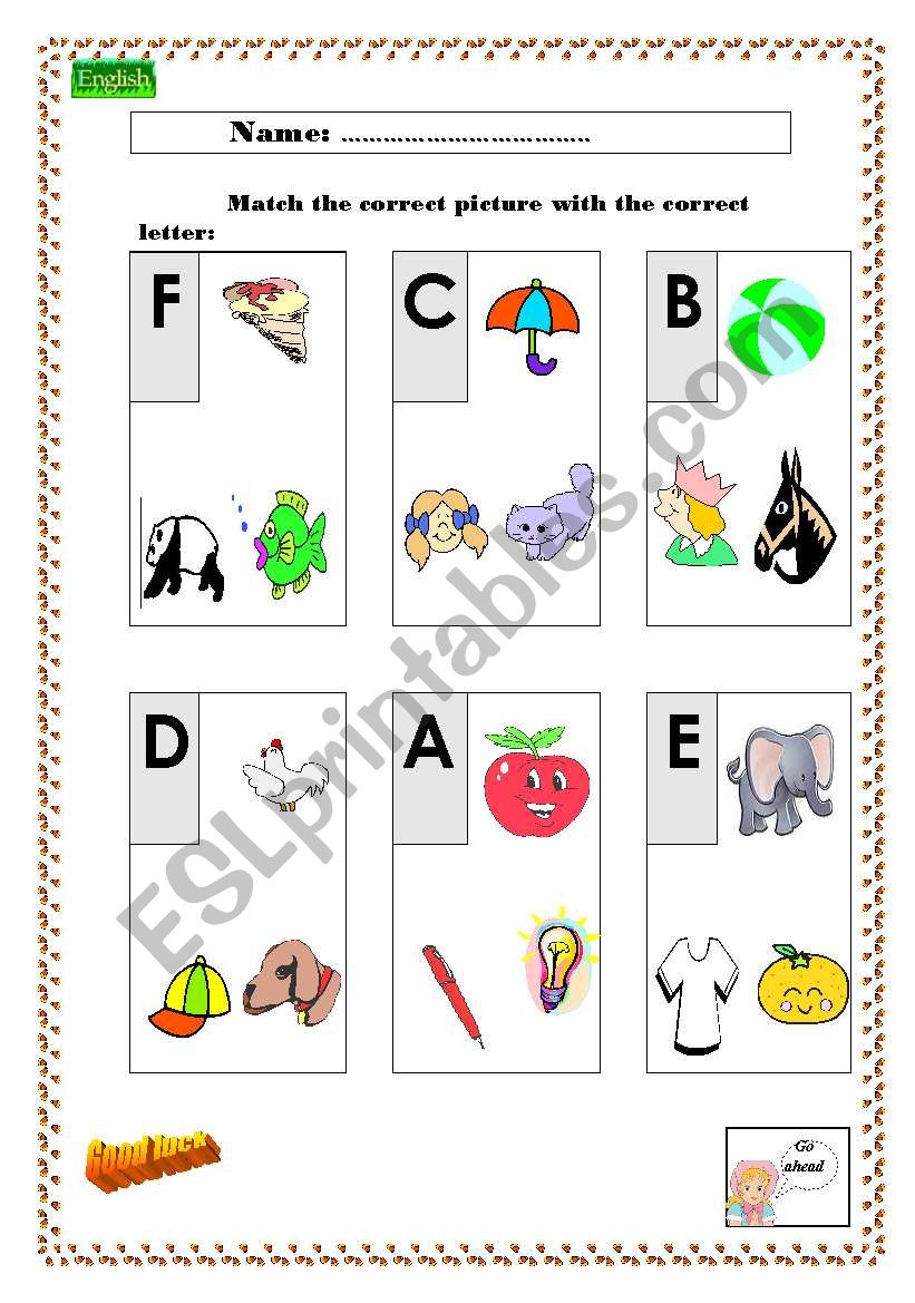 Matching letters worksheet