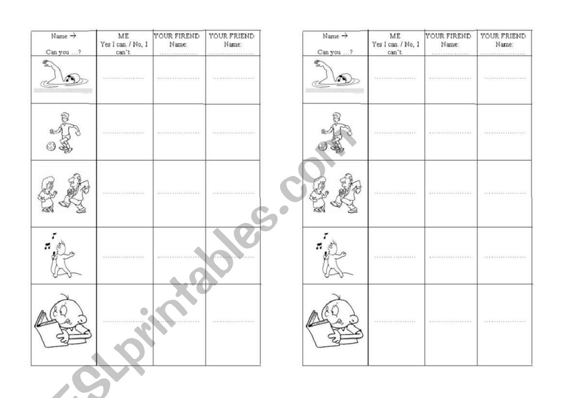 Speaking and writing worksheet