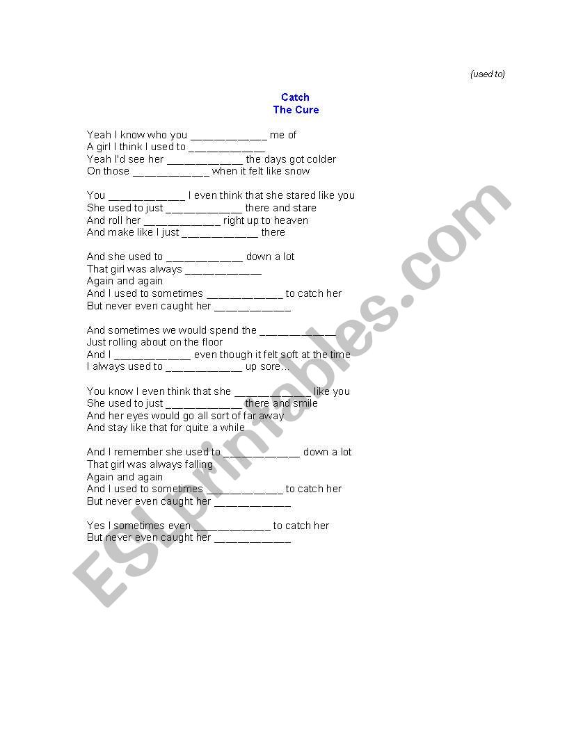 Song - used to worksheet