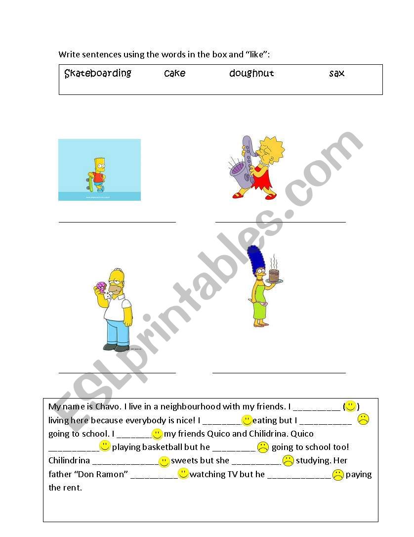 Like- likes (+& -) worksheet