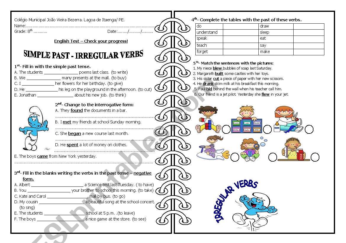 Past simple - irregular verbs worksheet