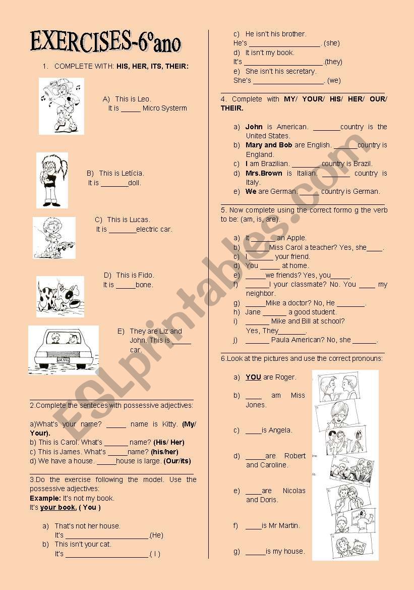 POSSESSIVE ADJECTIVES - EXERCISES