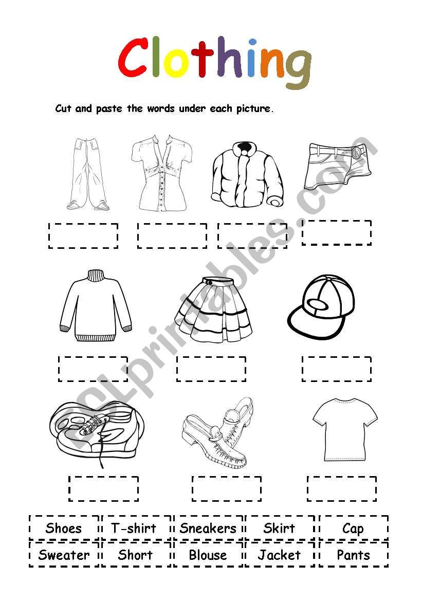 Clothing # 2 worksheet