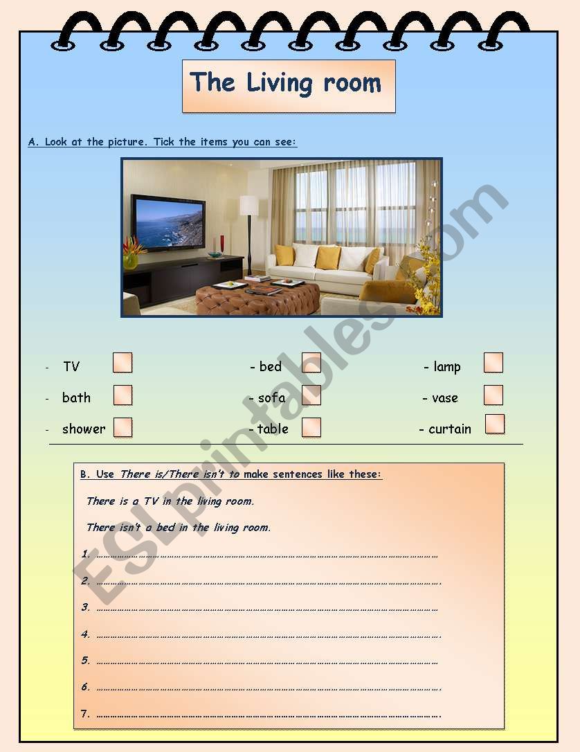 the living room worksheet